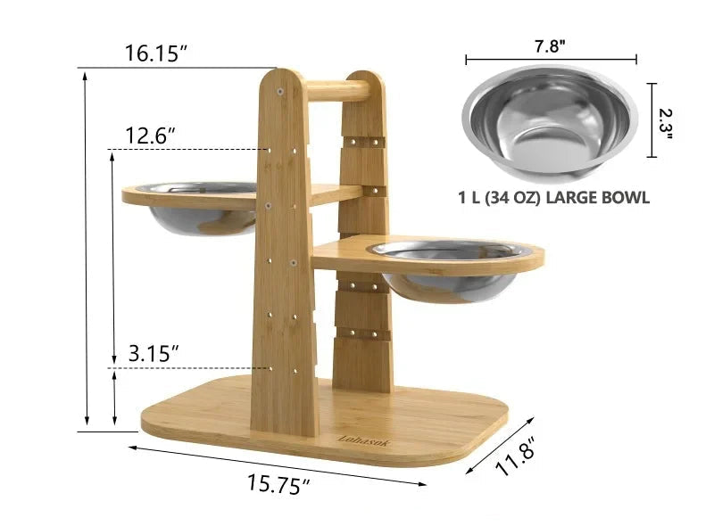 Support gamelle chien bois