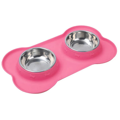 Set gamelle chien sur tapis silicone