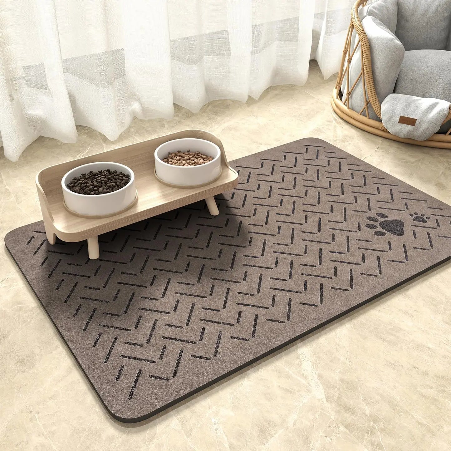 Grand tapis gamelle chien