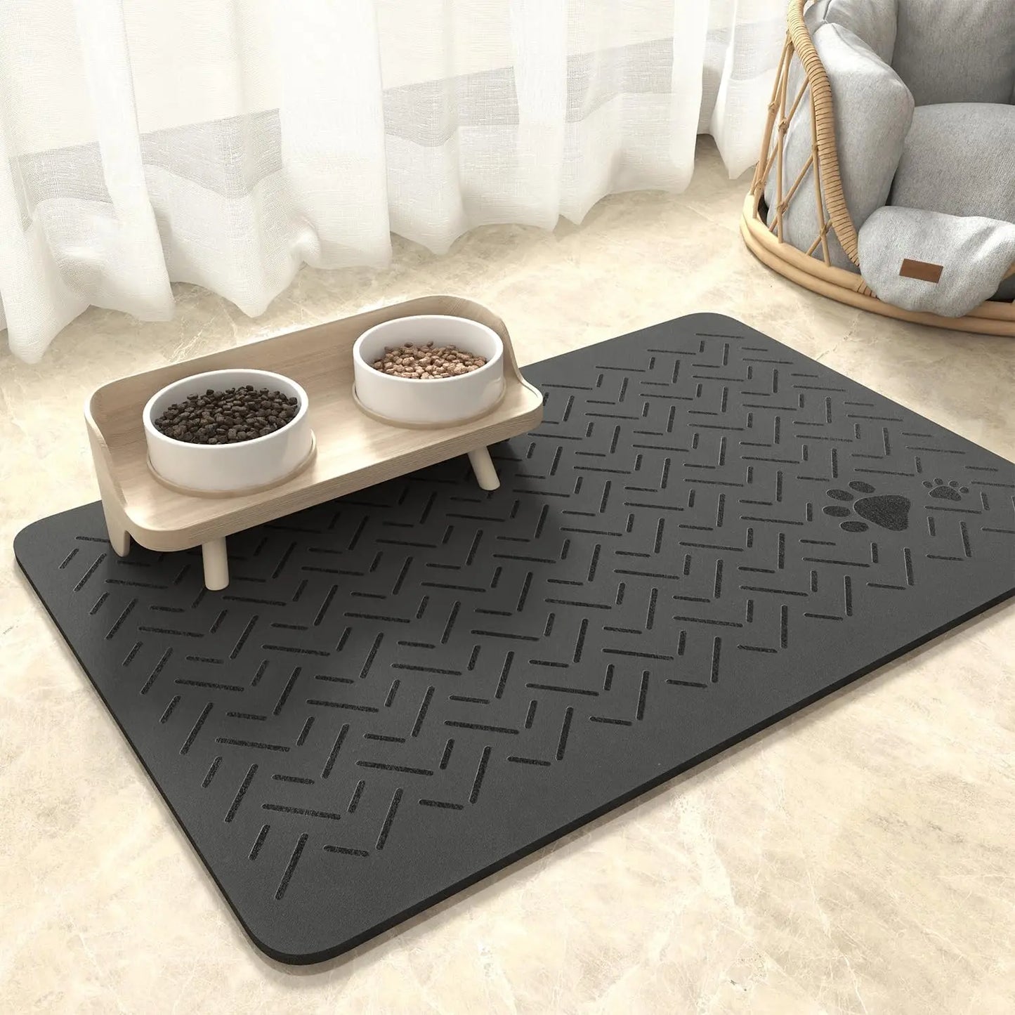 Grand tapis gamelle chien