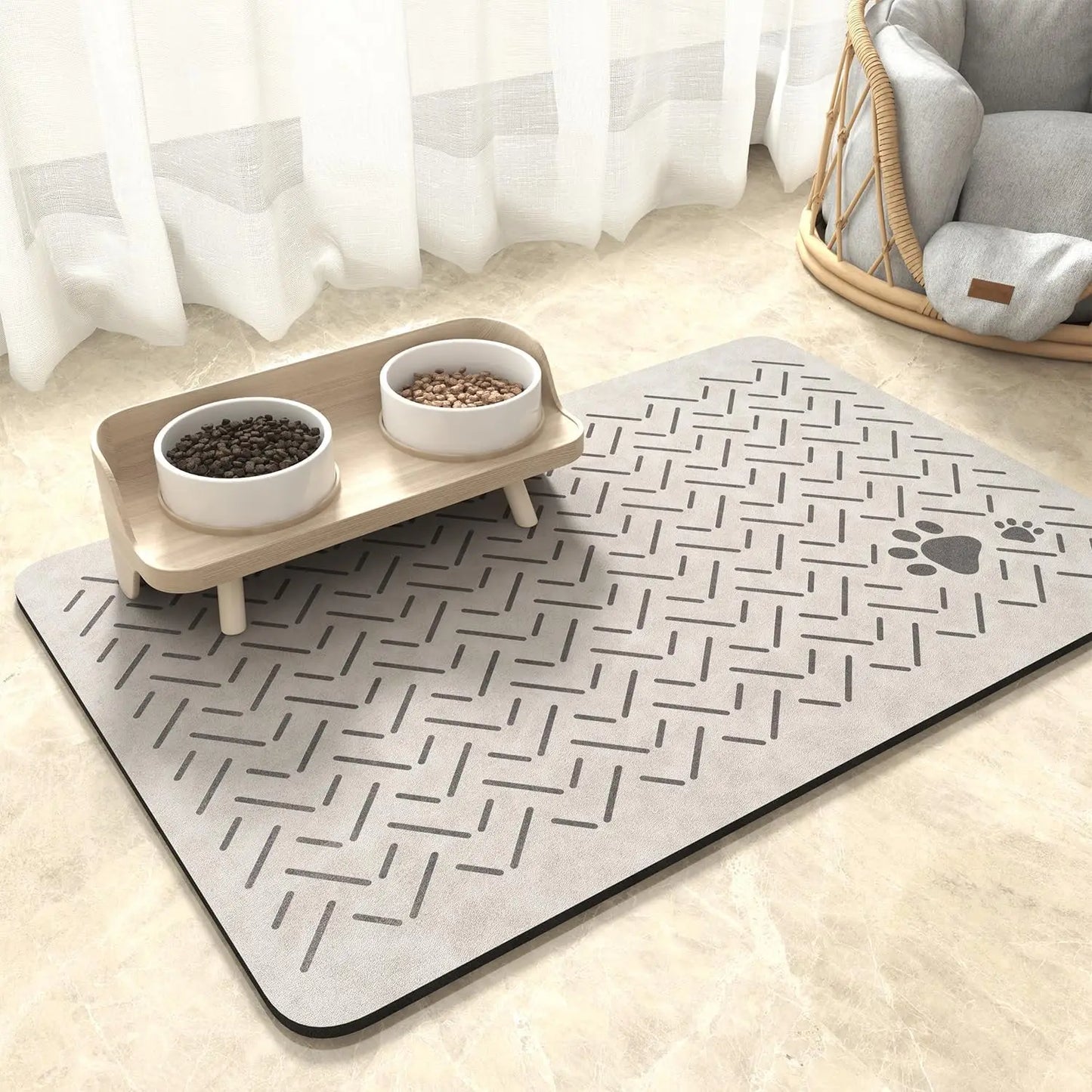 Grand tapis gamelle chien